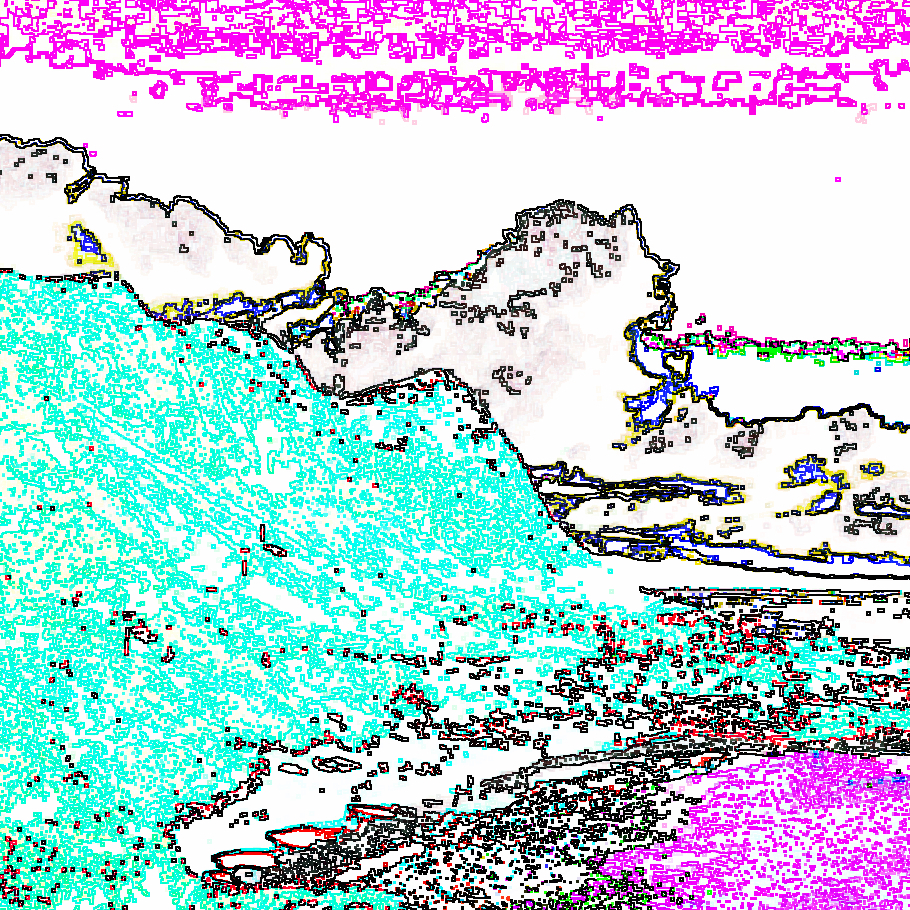 originally an image (taken by me) of a road around a mountainside in hawaii, but with the colors altered beyond recognizability